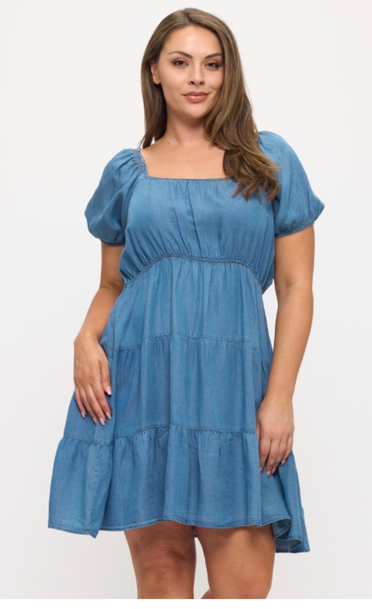 Plus size Denim Tiered