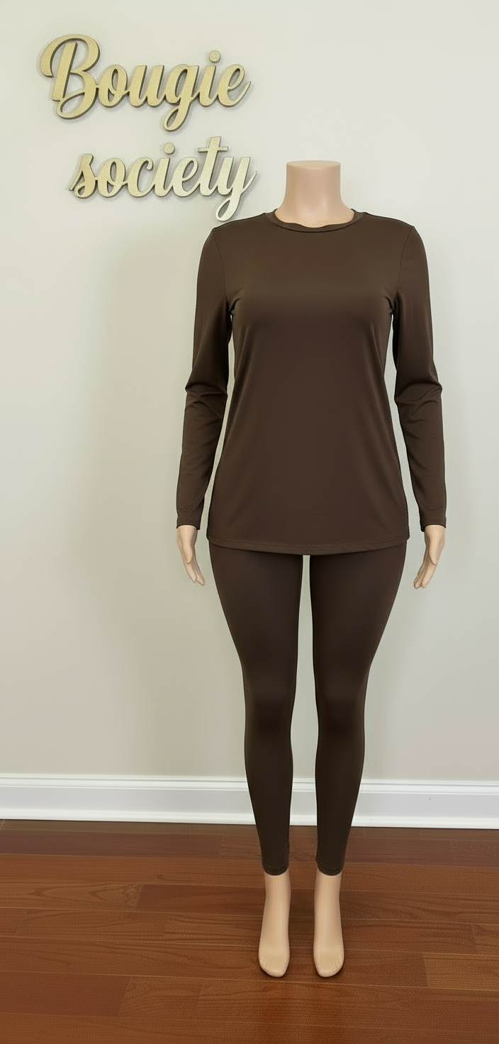 Brown basic legging set