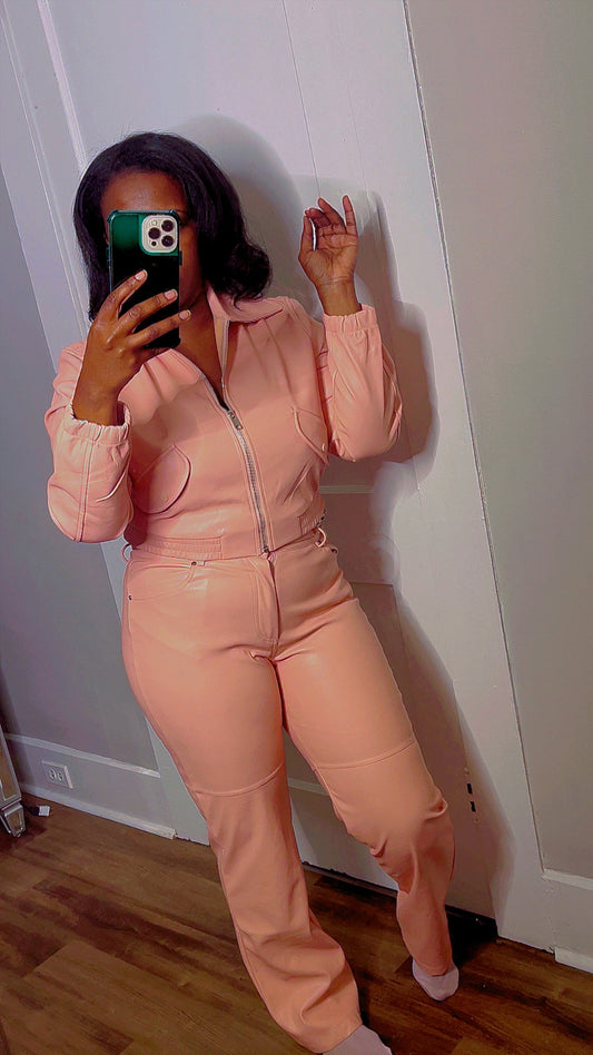 Leather pant set