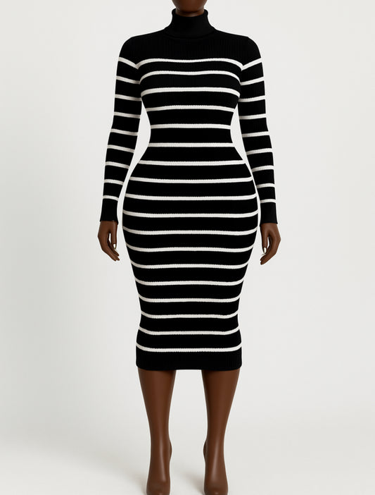 Black and white stripe dress