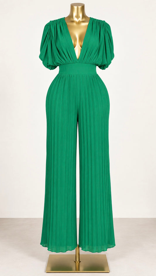 Green Pleated Jumper
