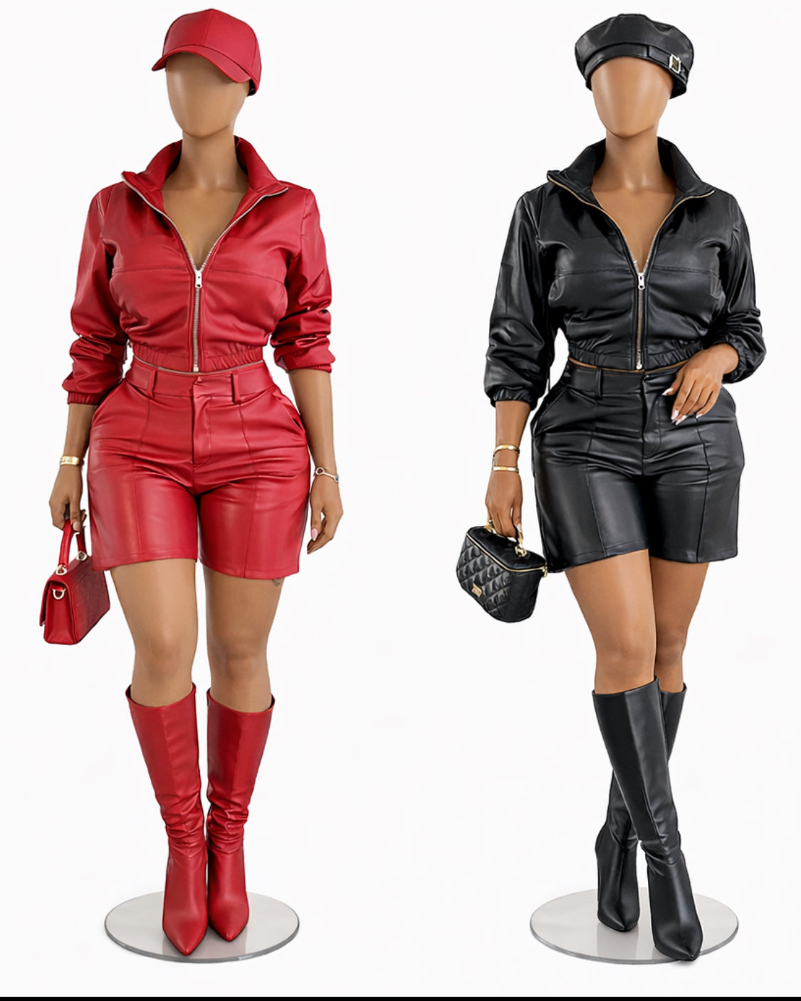 Faux leather short set