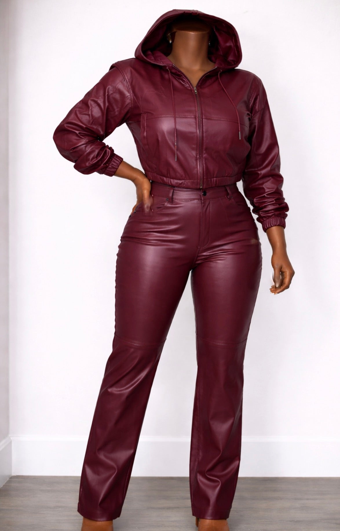 Leather pant set